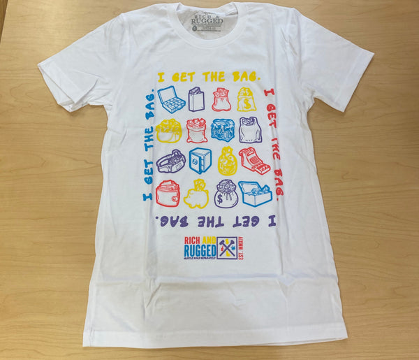Rich & Rugged - I Get The Bag White / Multi Color Tee