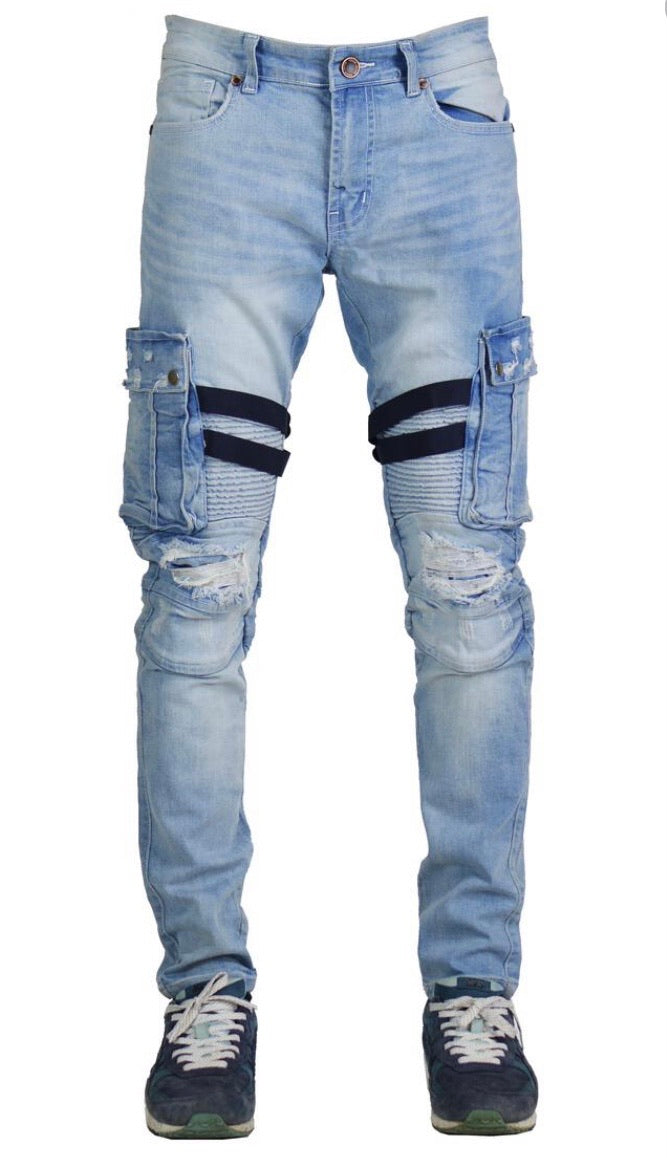 Focus - CARGO STRAP DENIM Light Blue