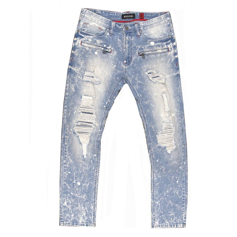 MAKOBI - July Light Wash SHREDDED JEANS W/ SPOTS (M1771)