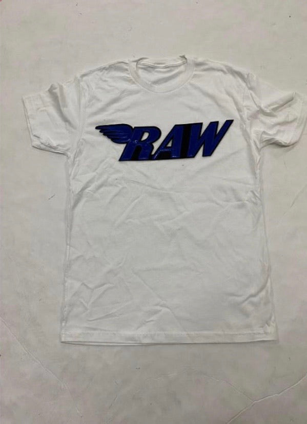 Rawyalty - RAW White / Royal Logo Tee
