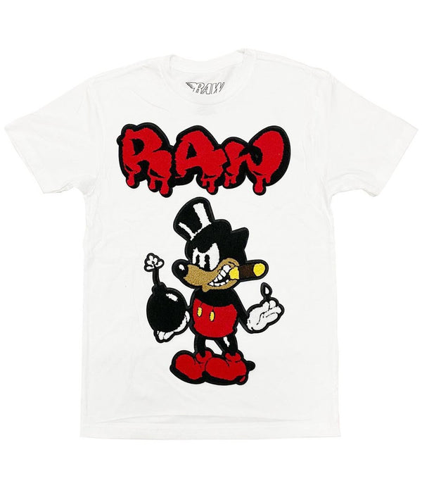 Rawalty - Mickey Mouse BOMB CHENILLE CREW NECK - WHITE